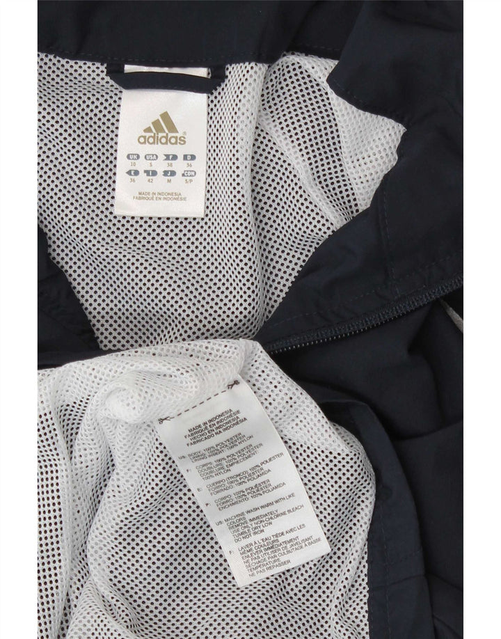 Adidas Womens Tracksuit Top Jacket UK 10 Pequeno Azul Marinho Poliéster