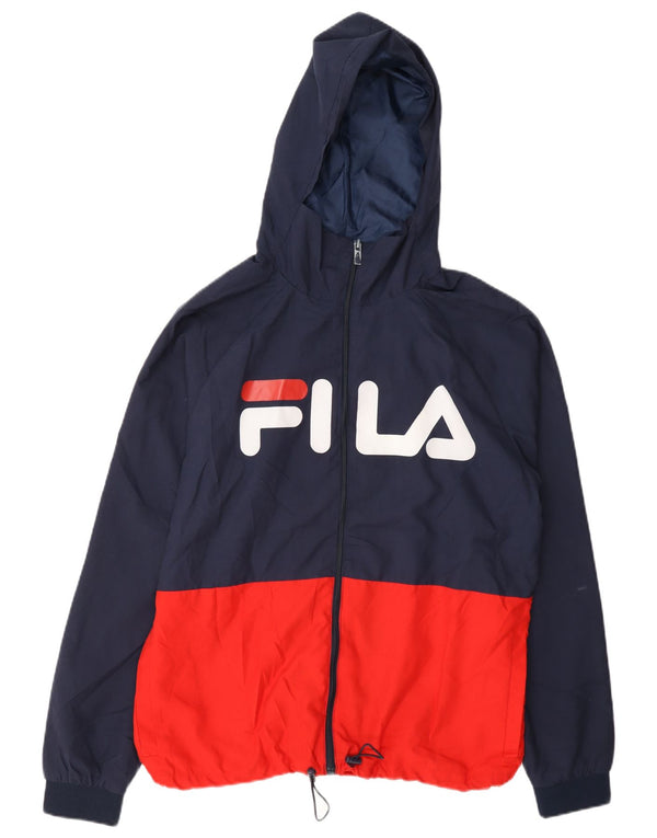 Fila Mens Graphic Hooded Tracksuit Top Jacket Médio Azul Marinho Colourblock