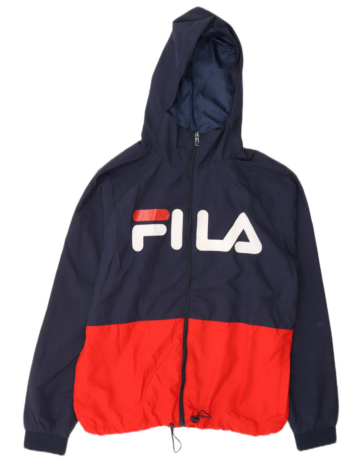 Fila Mens Graphic Hooded Tracksuit Top Jacket Médio Azul Marinho Colourblock