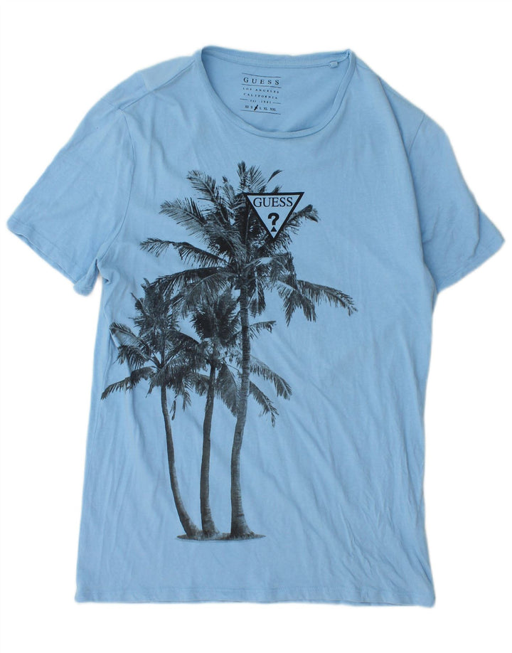 Camiseta gráfica masculina Guess azul médio