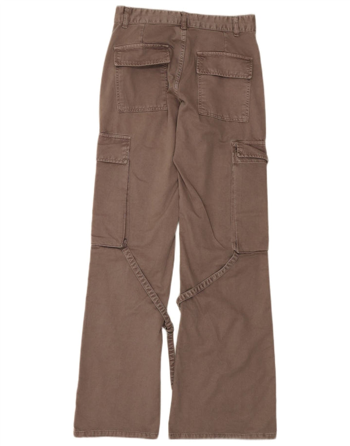 ZARA Calça Cargo Feminina Flare EU 34 2XS W24 L33 Cinza Algodão