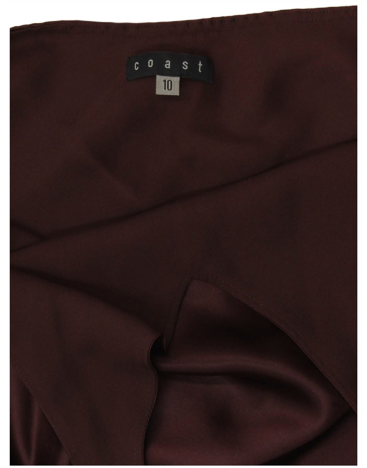 COAST Top feminino frente única Reino Unido 10 seda marrom pequena