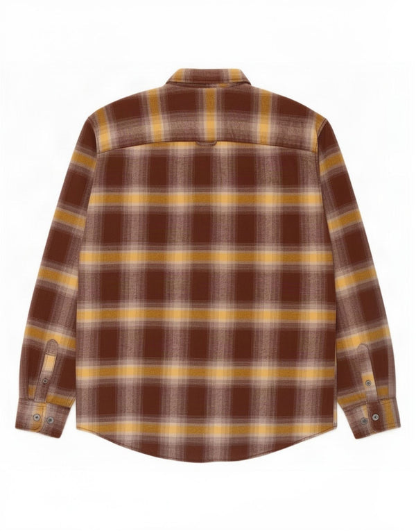 Camisa masculina de flanela Jack & Jones de algodão xadrez marrom médio