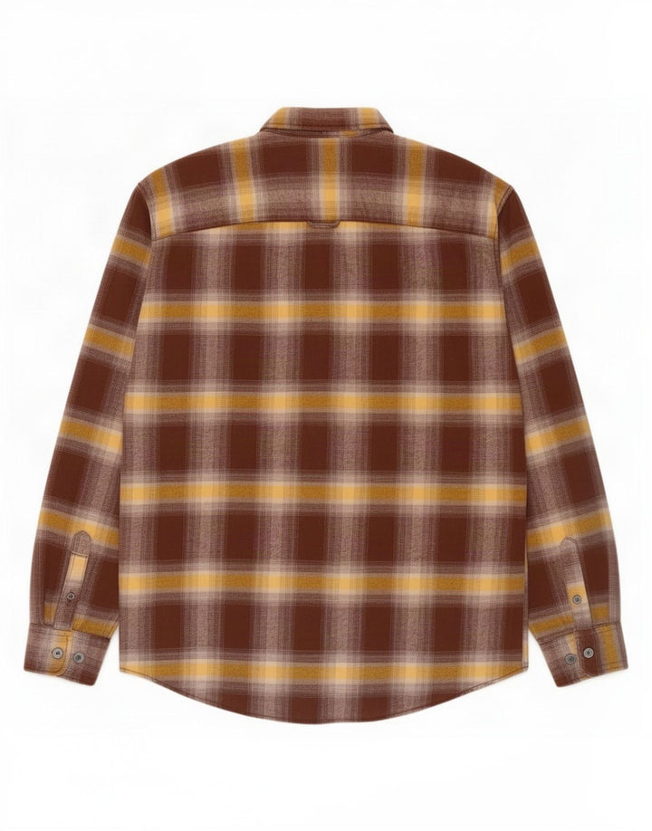 Camisa masculina de flanela Jack & Jones de algodão xadrez marrom médio