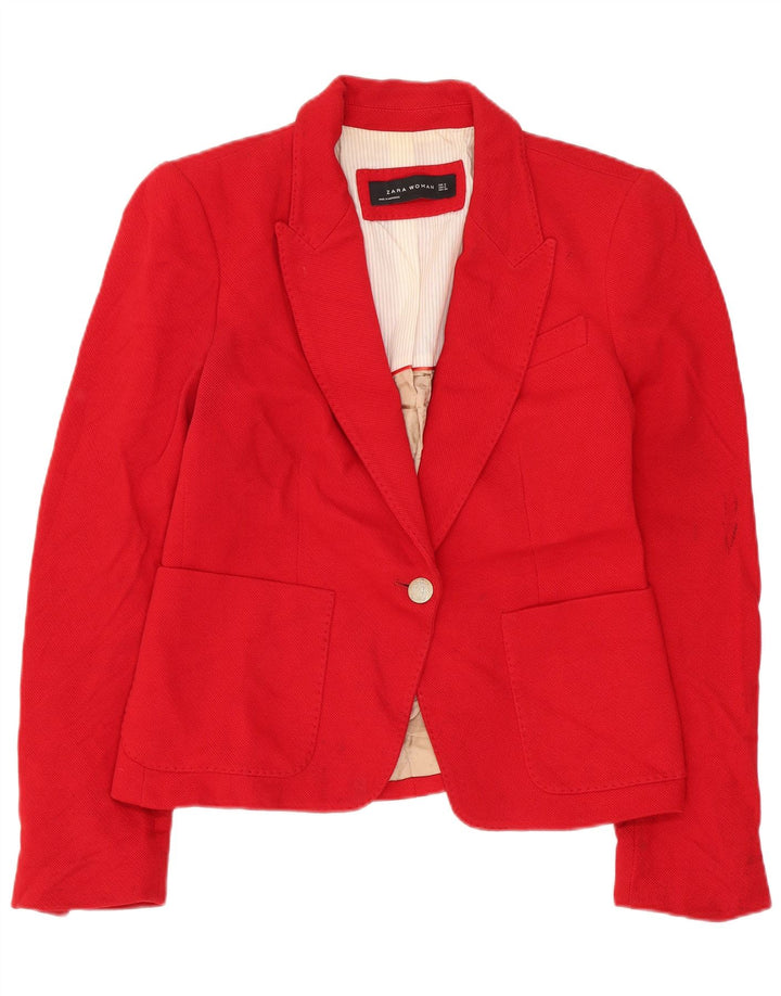 Jaqueta blazer feminina Zara com 1 botão Reino Unido 10 pequena vermelha