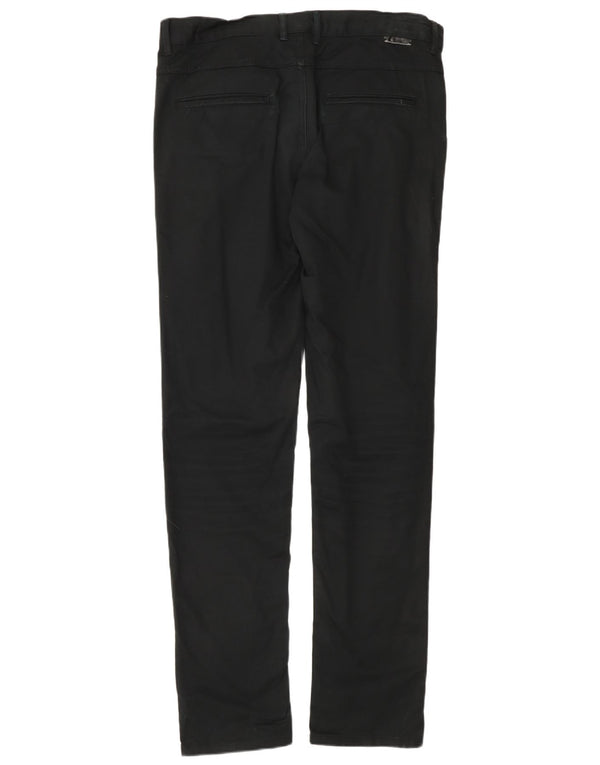 Zara Mens Slim Chino Calças EU 42 Grande W32 L34 Algodão Preto