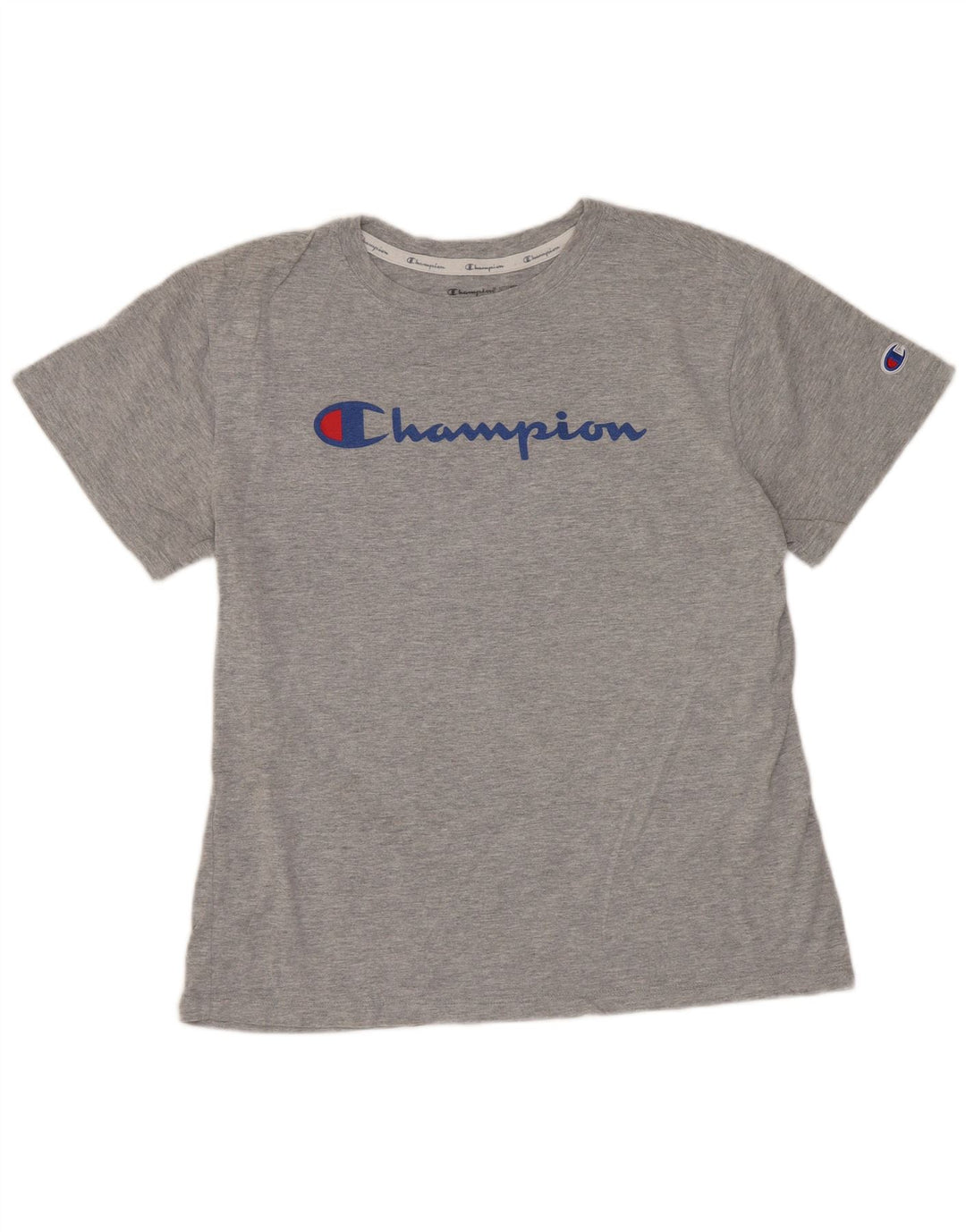 Camiseta feminina com estampa CHAMPION UK 12 algodão cinza médio