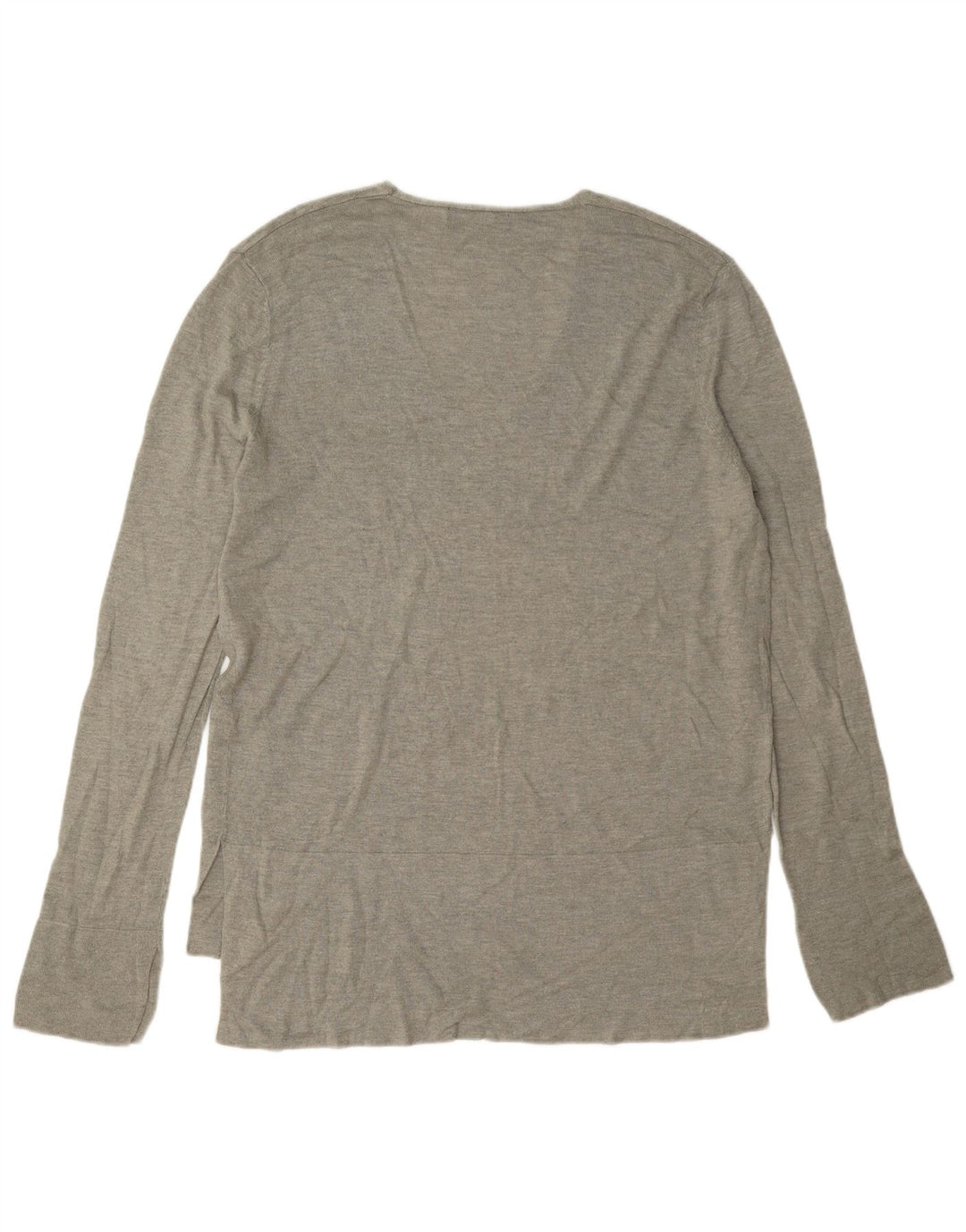 Top feminino Zara de manga comprida UK 16 grande viscose cinza