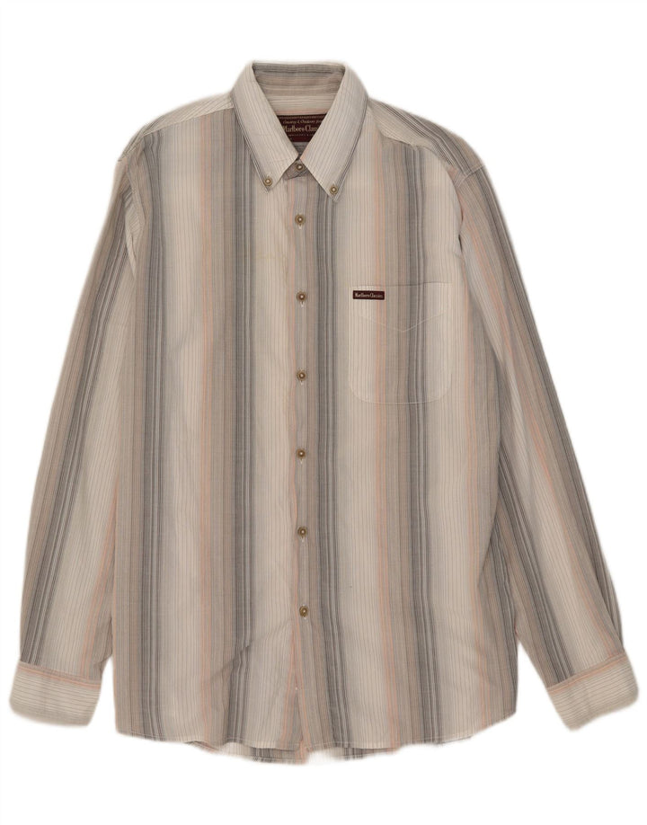 Camisa masculina Marlboro Classics de algodão listrado branco médio