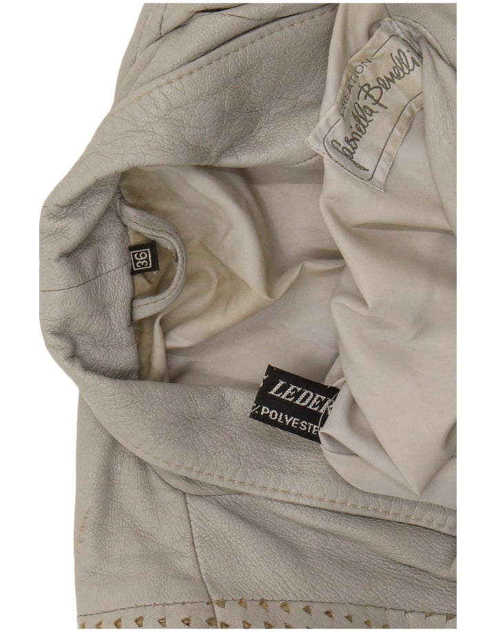 GABRIELLA BENELLI Jaqueta feminina oversized UE 36 pequena couro cinza