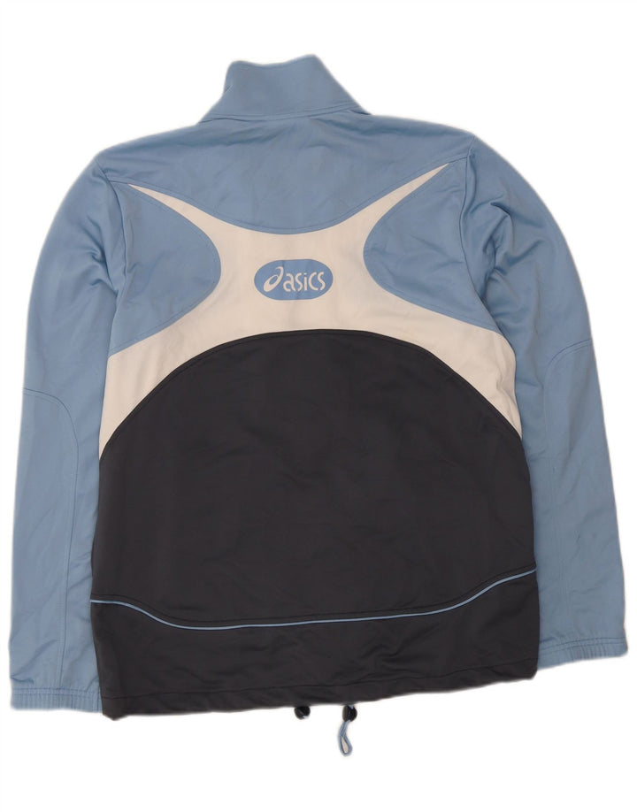 Asics Jaqueta masculina de agasalho grande bloco colorido azul