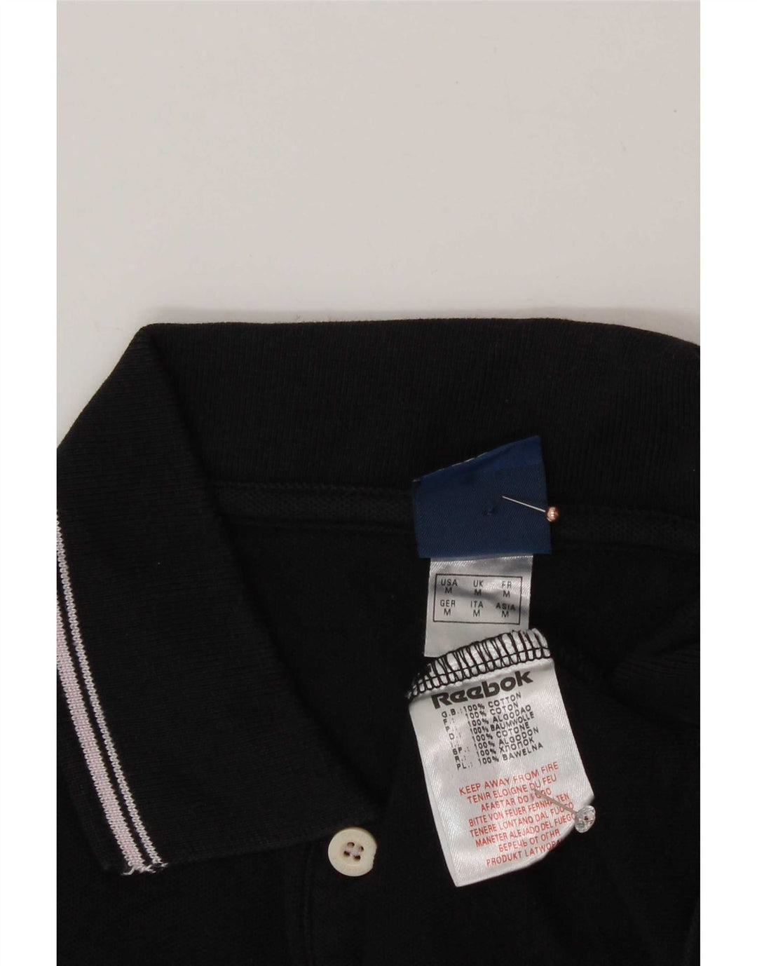 Reebok Camisa polo masculina de algodão preto médio