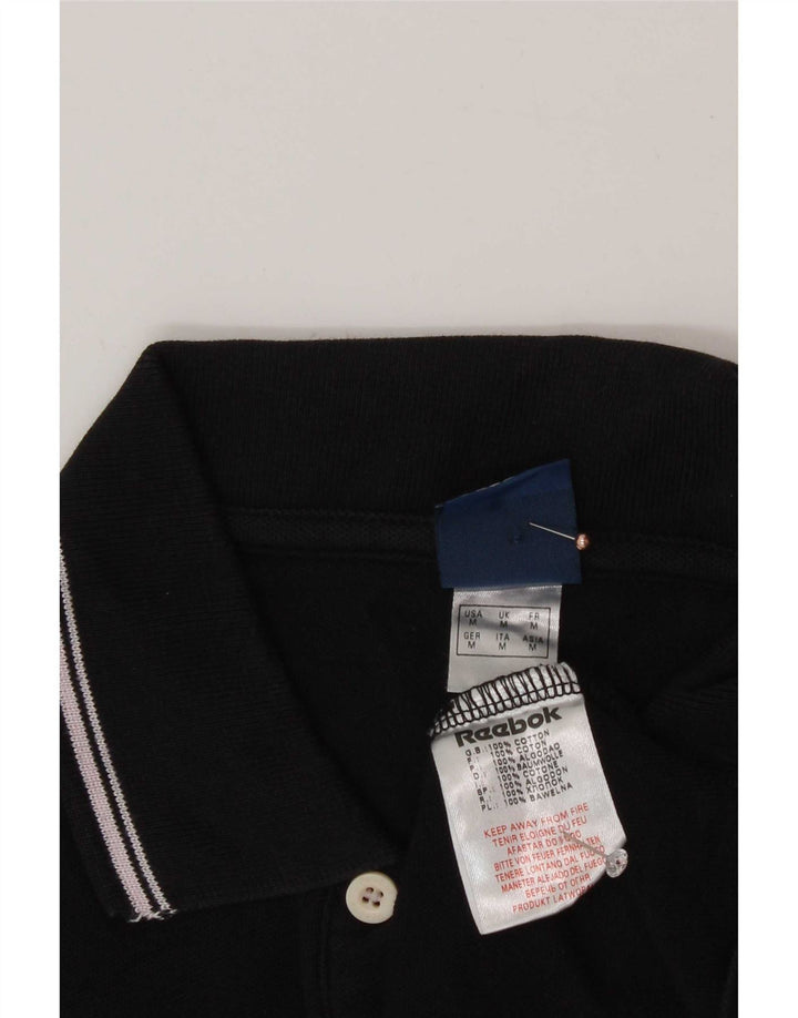 Reebok Camisa polo masculina de algodão preto médio