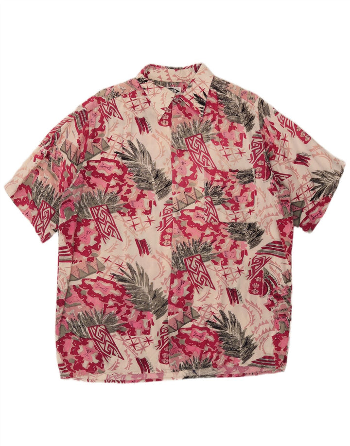 Camisa masculina de manga curta Day-X tamanho 41/42 grande rosa patchwork viscose