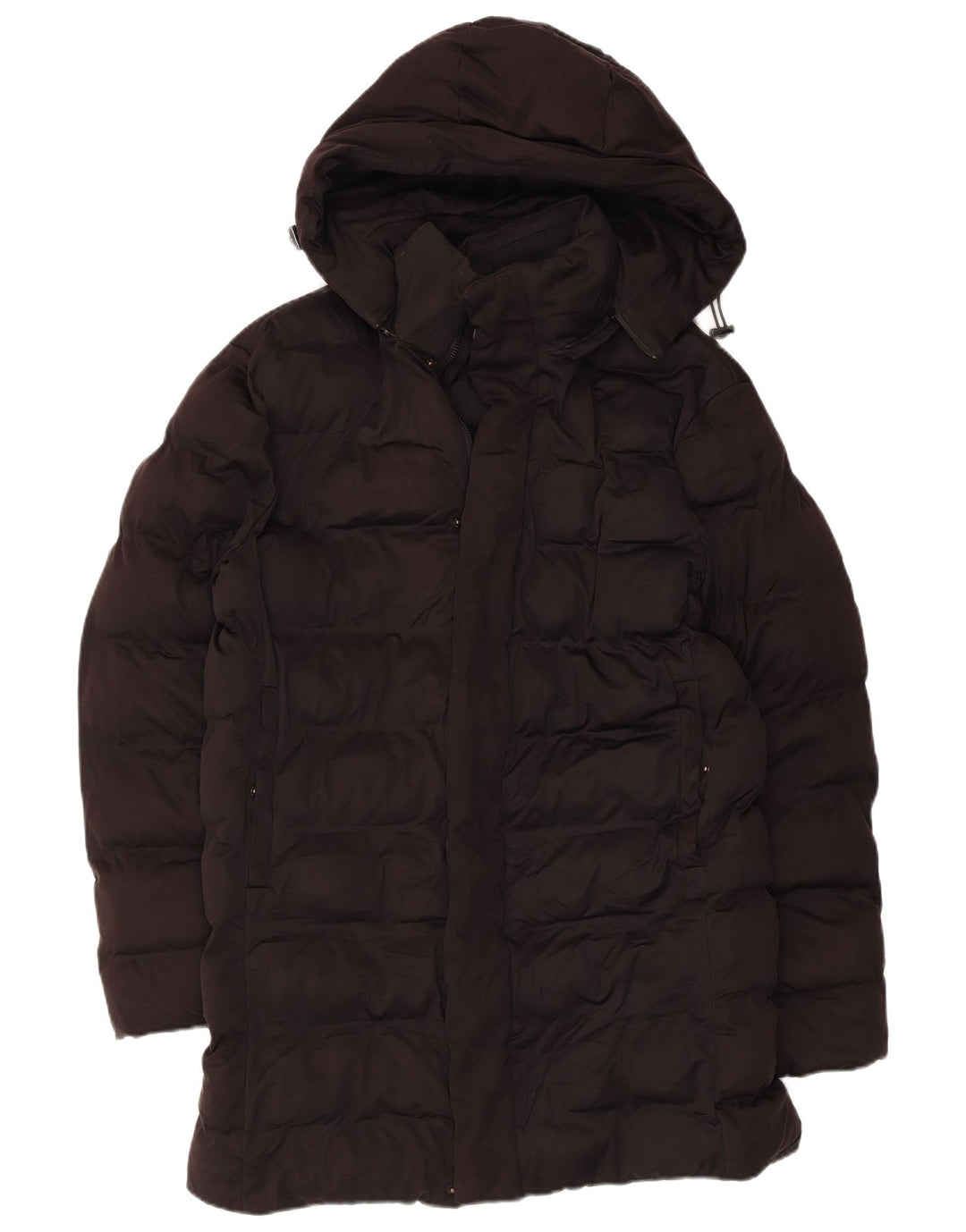 Jaqueta acolchoada com capuz masculina Zara UK 36 poliéster preto pequeno