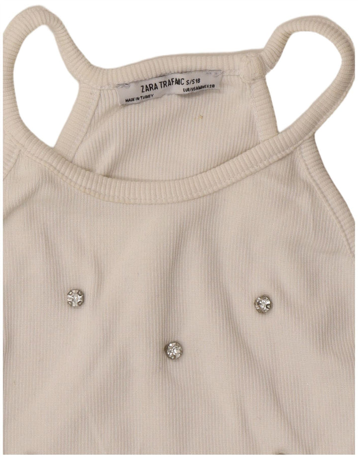 Zara Womens Crop Halter Top Reino Unido 8 Pequeno Branco