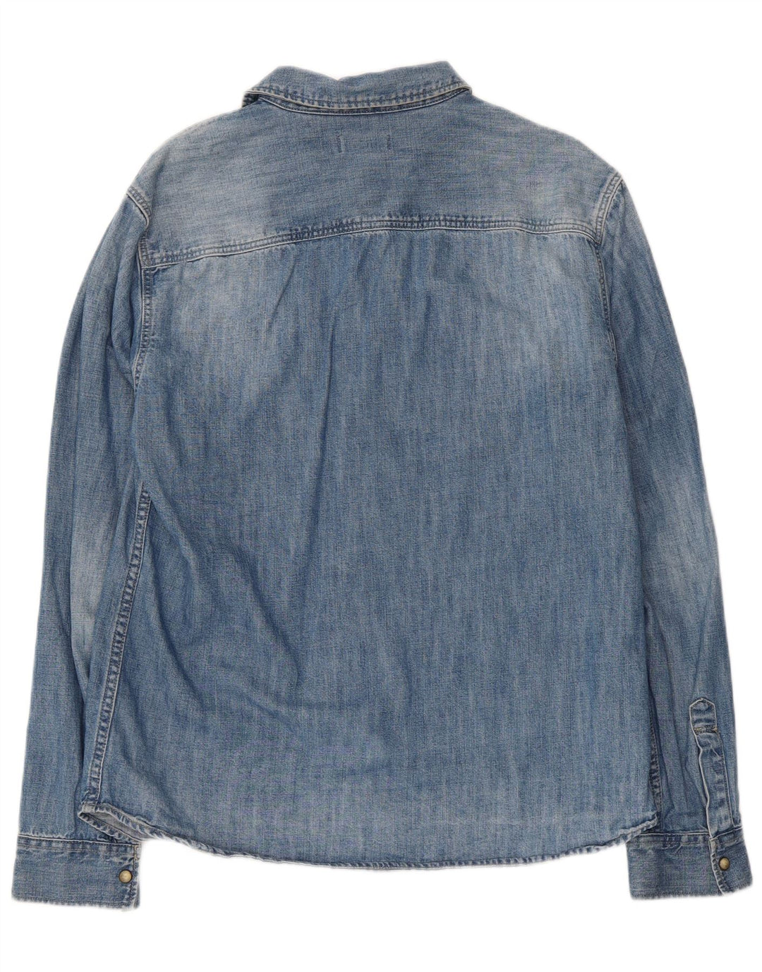 Camisa jeans masculina All Saints grande algodão azul