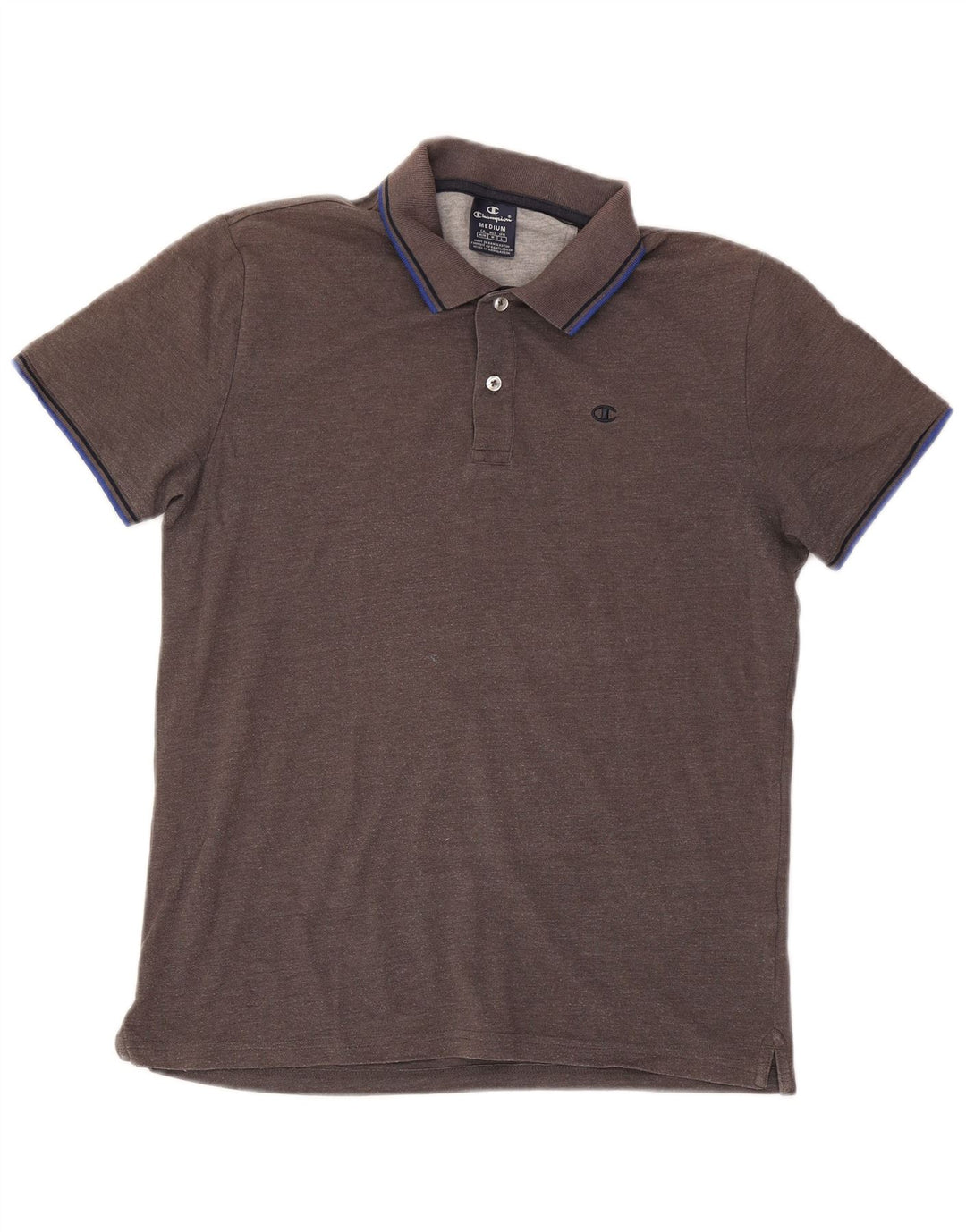 Camisa polo masculina Champion cinza médio listrado algodão