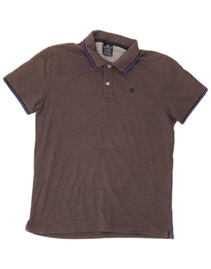 Camisa polo masculina Champion cinza médio listrado algodão