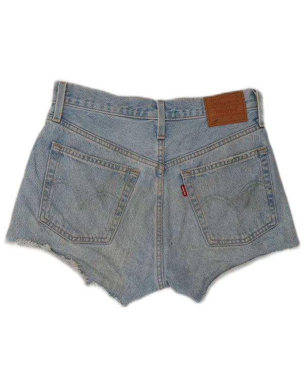 Shorts jeans feminino Levi's 501 desgastado W26 pequeno algodão azul