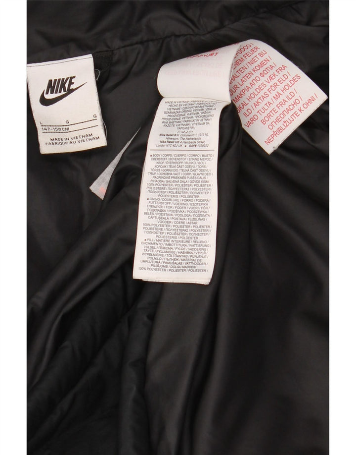 Jaqueta acolchoada com capuz Nike Boys 12-13 anos grande poliéster preto