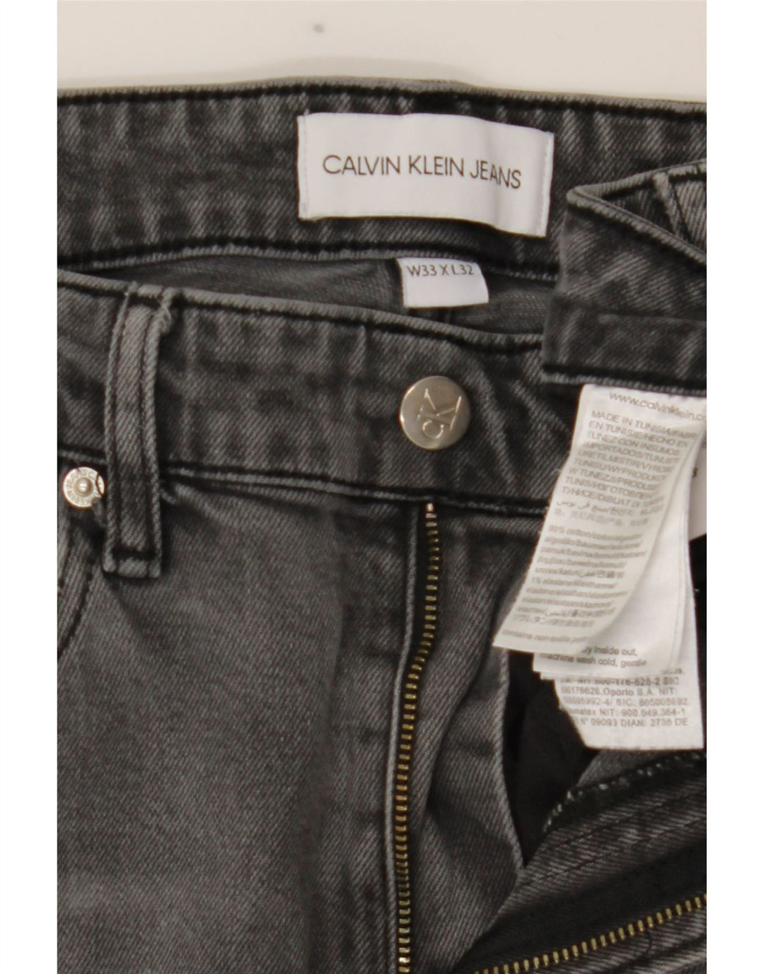 Calvin Klein Masculino Slim Jeans W33 L32 Cinza Algodão