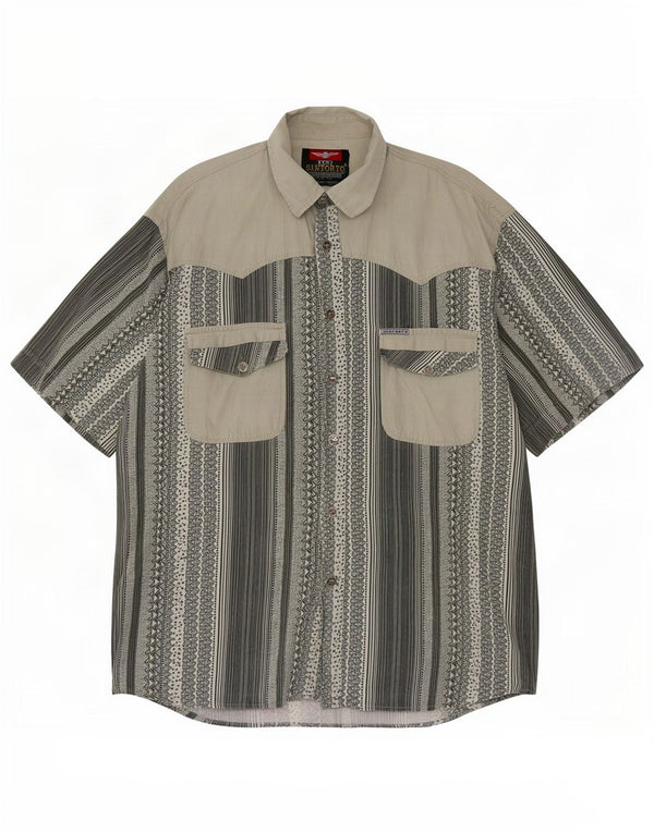 Camisa masculina de manga curta Santoryo XL verde geométrica