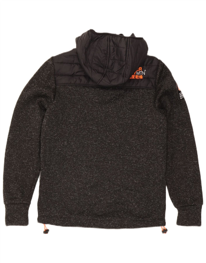 Jaqueta acolchoada com capuz feminina Superdry UK 14 poliéster manchado preto médio