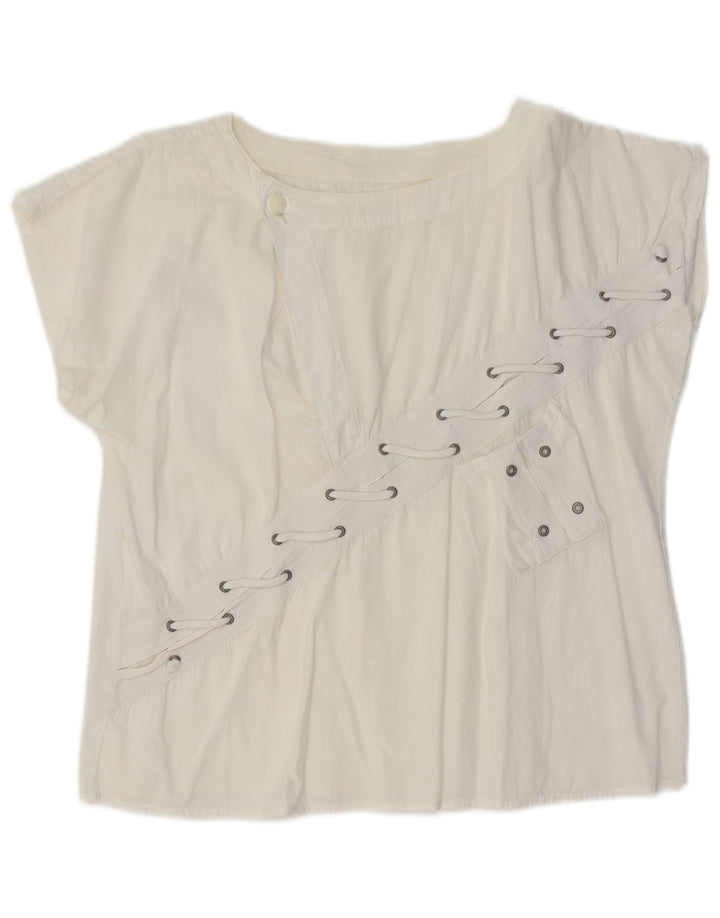 Camiseta feminina vintage VINTAGE UK 14 médio branco