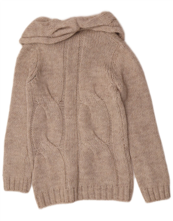 Suéter feminino Marks & Spencer com gola redonda Reino Unido 8 pequeno bege acrílico