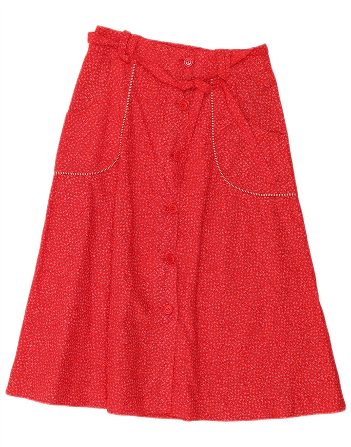 Saia vintage feminina linha A IT 42 médio W28 vermelho floral