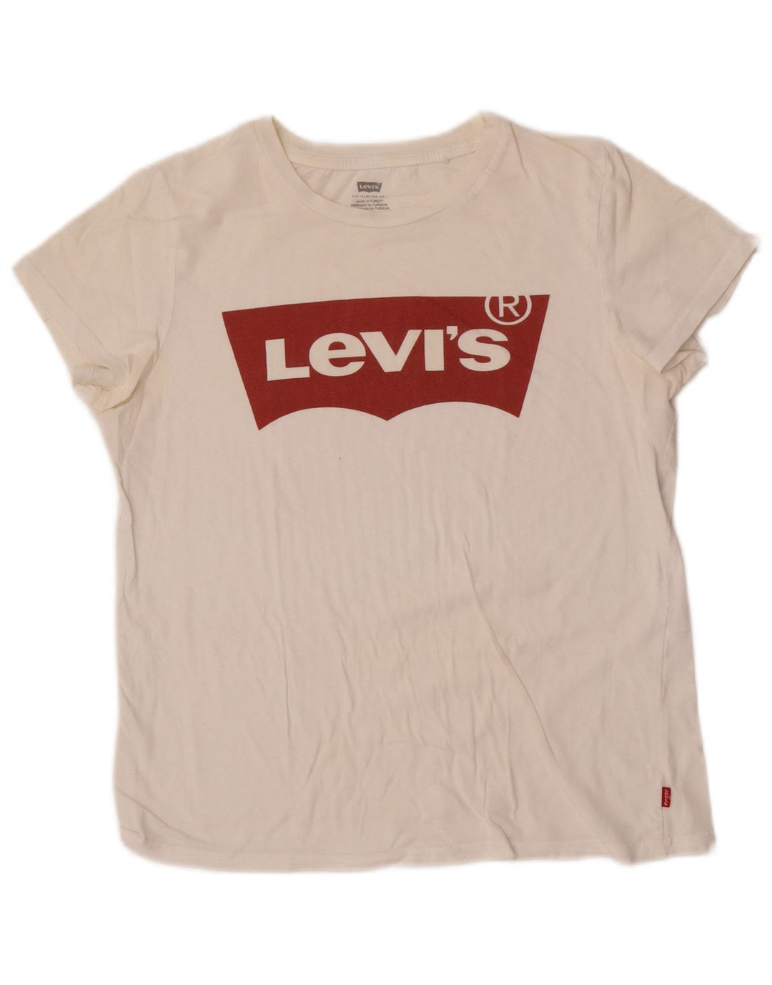 Camiseta feminina gráfica Levi's UK 10 pequena branca