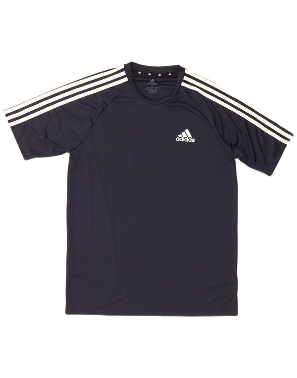 Adidas Mens Camiseta Top Pequeno Poliéster Azul Marinho