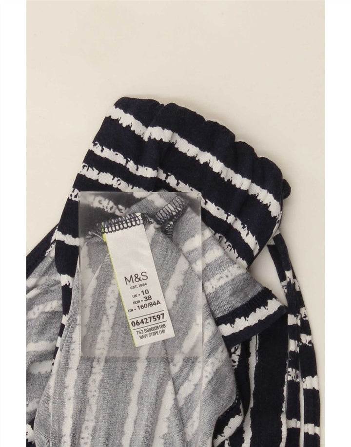 Vestido feminino Marks & Spencer A-Line Reino Unido 10 pequeno listrado azul marinho