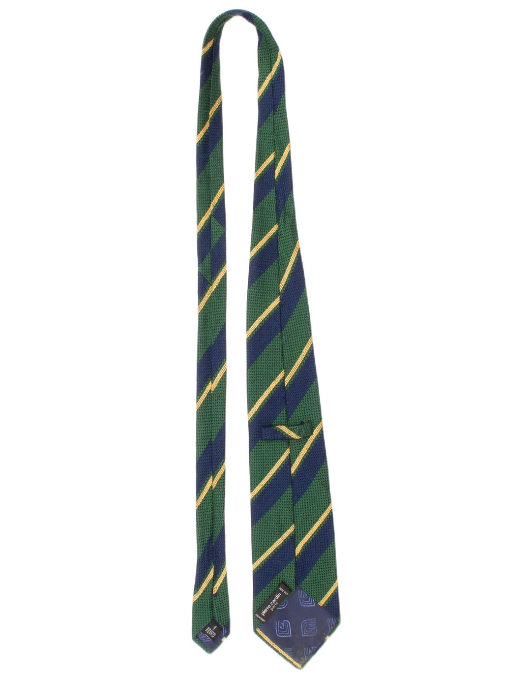 Gravata masculina Pierre Cardin tamanho único verde listrado de seda clássico