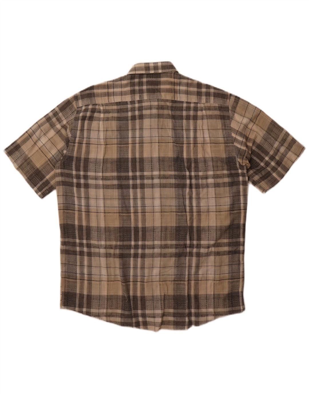 Camisa masculina de manga curta Belmonte tamanho 42 grande algodão xadrez bege