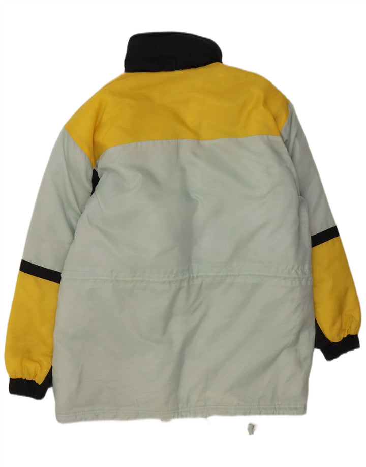 Jaqueta de esqui masculina vintage UK 38 poliéster azul médio Colourblock
