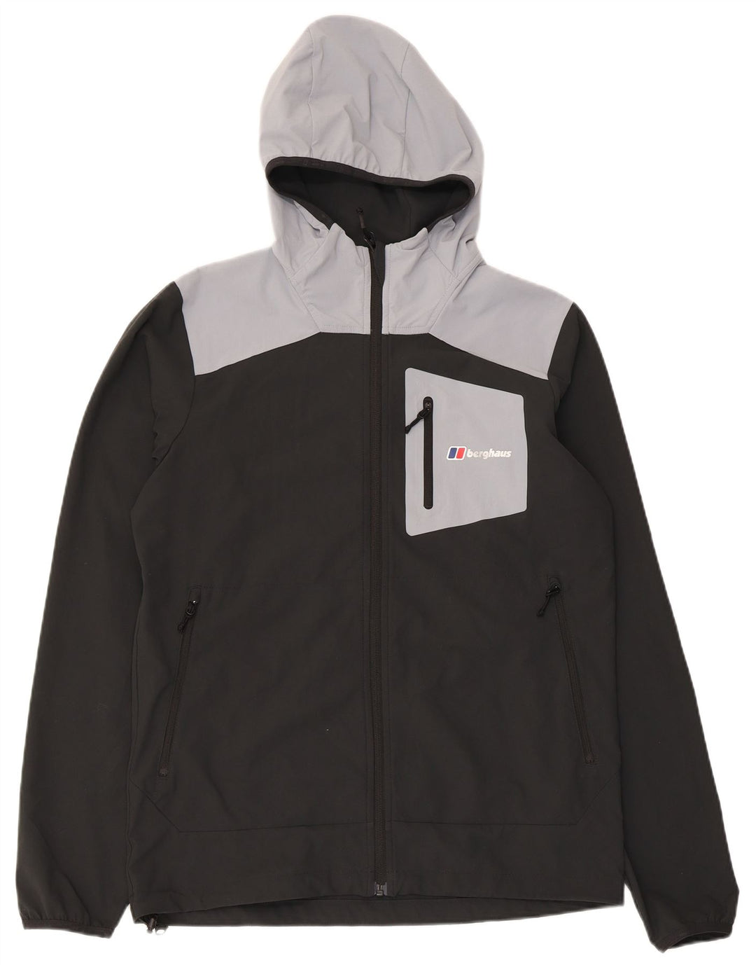 Jaqueta de chuva masculina com capuz Berghaus, pequena, preta, colorida, poliéster