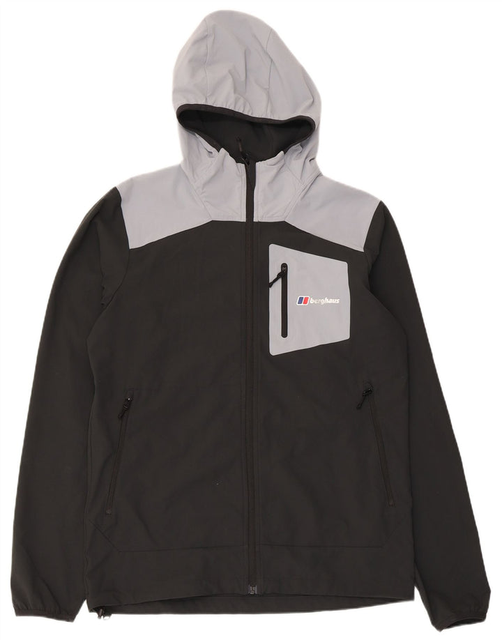 Jaqueta de chuva masculina com capuz Berghaus, pequena, preta, colorida, poliéster