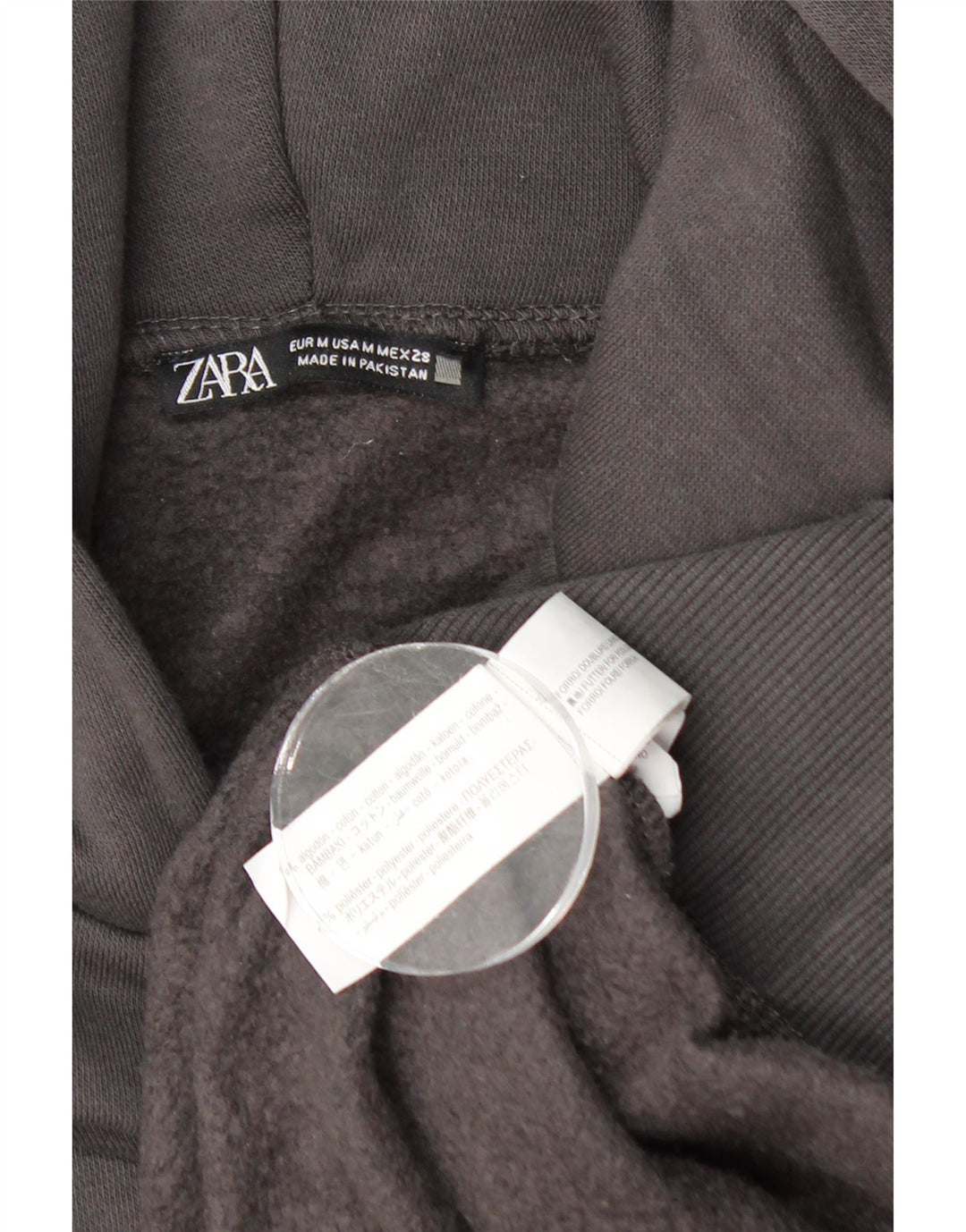 Zara Womens Oversized Hoodie Jumper UK 14 Médio Algodão Cinza