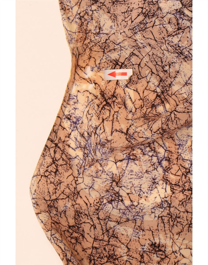 Vestido feminino vintage com padrão abstrato em mudança Reino Unido 16 grande marrom