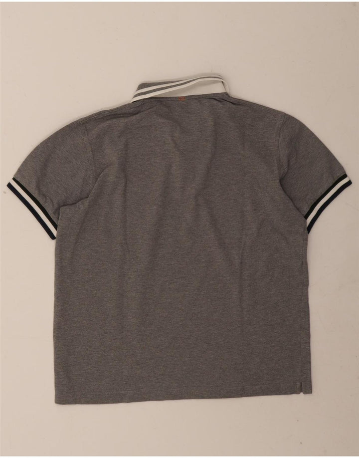 Camisa polo masculina Sun68 grande algodão manchado cinza