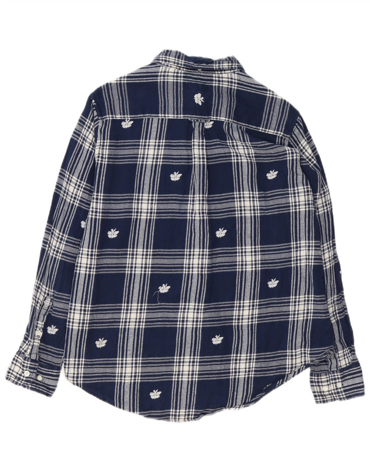 Camisa feminina de flanela GANT Reino Unido 14 algodão xadrez azul marinho médio