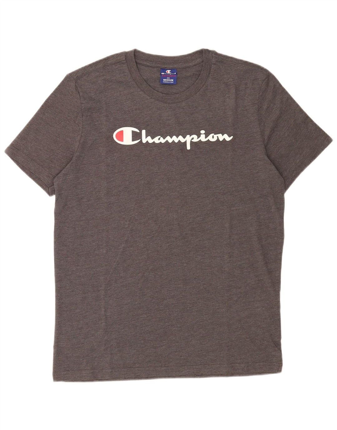 Camiseta Champion masculina gráfica Top algodão cinza médio