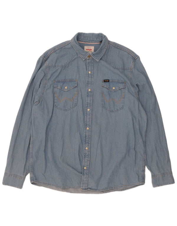 Camisa jeans masculina Wrangler XL azul algodão