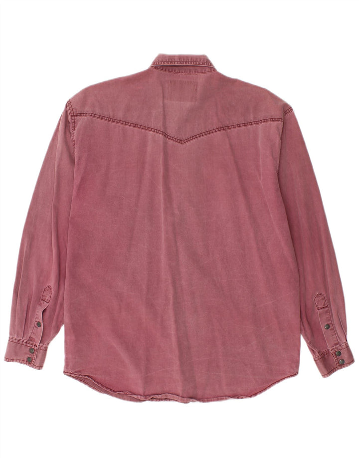 Camisa jeans masculina ocidental WRANGLER pequena de algodão cor de vinho