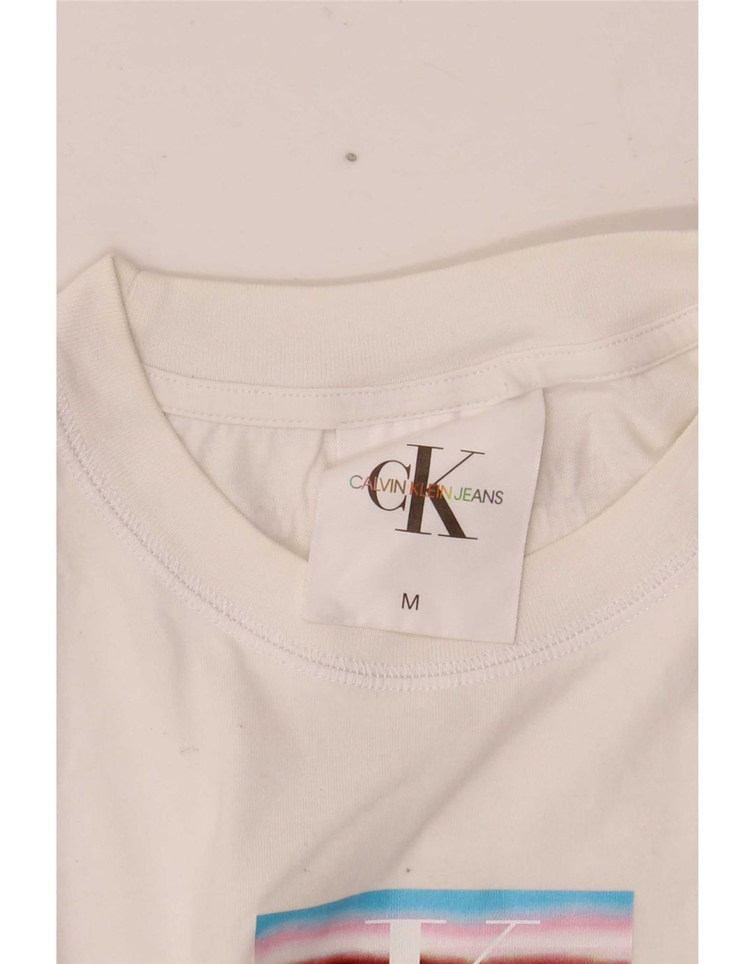 Calvin Klein Feminino Crop Graphic Vest Top UK 12 Médio Branco
