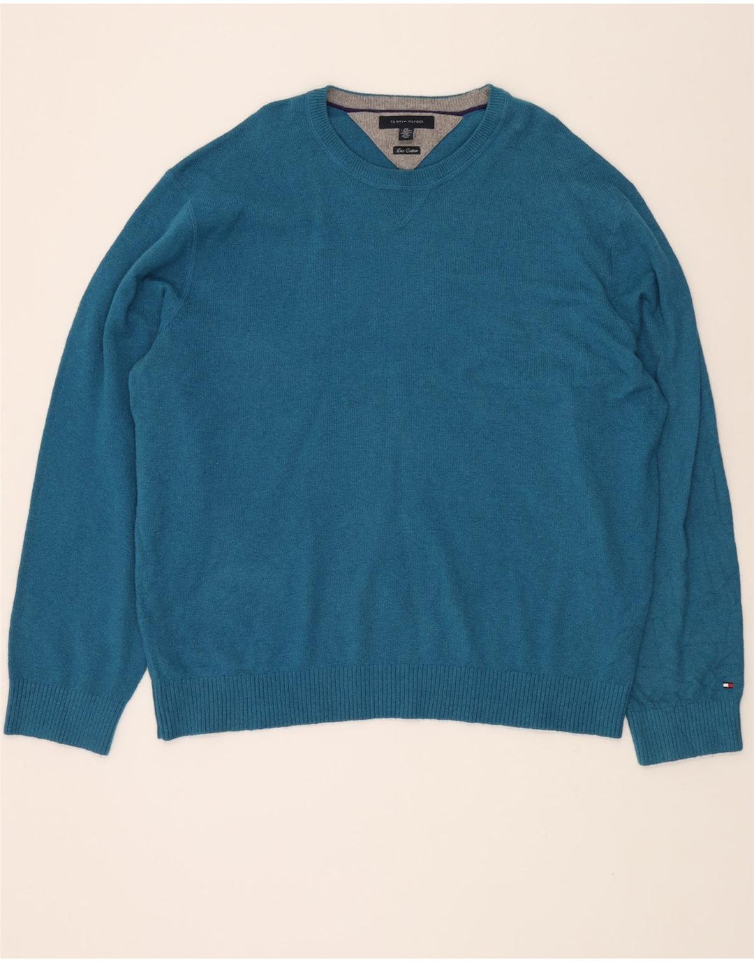 TOMMY HILFIGER Mens Crew Neck Jumper Sweater 2XL Blue Cotton Vintage Tommy Hilfiger and Second-Hand Tommy Hilfiger from Messina Hembry 
