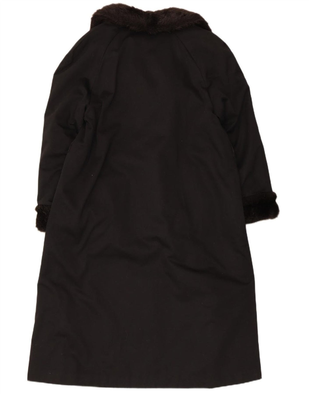 Sobretudo feminino VINTAGE de pele sintética Reino Unido 12 acrílico preto médio