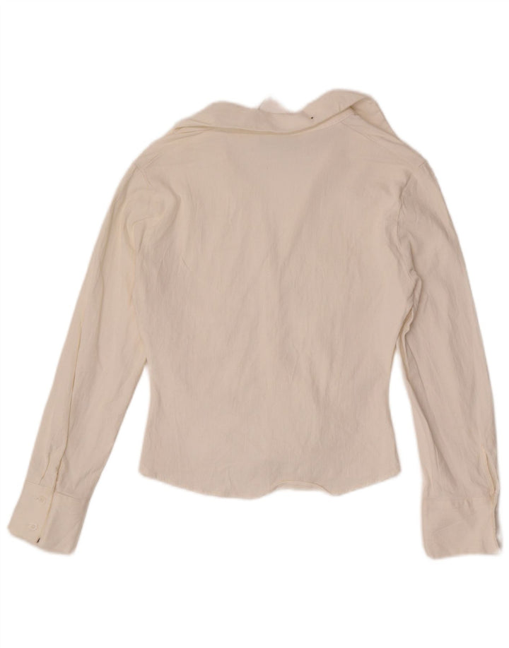 Blusa feminina Zara Crop Shirt UK 10 pequena branca